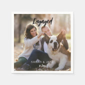 Engaged Couple Photo With Pet Fun Cocktail Serviette (Vorderseite)