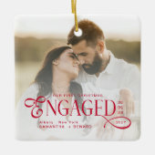 Engaged Couples 2 Photos Stylish First Christmas Keramikornament (Vorderseite)