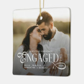 Engaged Couples 2 Photos Stylish First Christmas Keramikornament (Links)