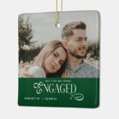 Engaged Couples Photo Stylish First Christmas Cer Keramikornament (Links)