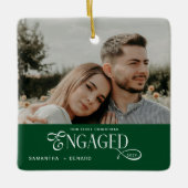 Engaged Couples Photo Stylish First Christmas Cer Keramikornament (Vorderseite)