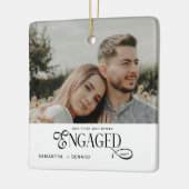 Engaged Couples Photo Stylish First Christmas Keramikornament (Links)