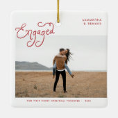 Engaged Couples Photo Whimsical Keramikornament (Rückseite)