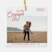  Engaged Couples Photo Whimsical  Keramikornament (Vorderseite)