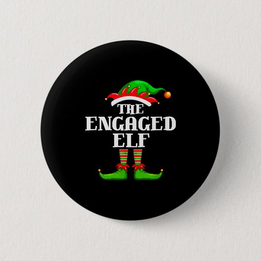 Engaged Elf Matching Family Group Christmas Party Button (Vorderseite)