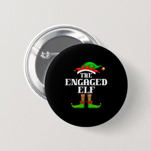 Engaged Elf Matching Family Group Christmas Party Button (Vorne & Hinten)