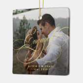 Engaged gold calligraphy script 2 photos keepsake keramikornament (Links)