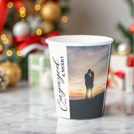 Engaged & Merry Couple Photo Pappbecher