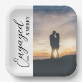 Engaged & Merry Couple Photo Pappteller (Vorderseite)