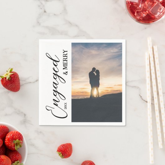 Engaged & Merry Couple Photo Serviette (Beispiel)