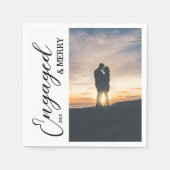 Engaged & Merry Couple Photo Serviette (Vorderseite)