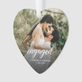 Engaged Modern script Personalized photo keepsake Ornament (Vorderseite)