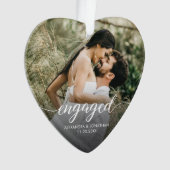 Engaged Modern script Personalized photo keepsake Ornament (Vorderseite)