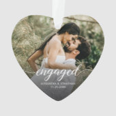 Engaged Modern script Personalized photo keepsake Ornament (Rückseite)