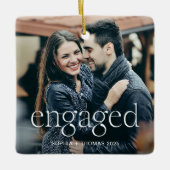 Engaged | Stylish Elevated Text and Two Photos Keramikornament (Vorderseite)