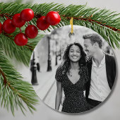 Engaged Wedding Dress Suit Black and White Photo Keramik Ornament