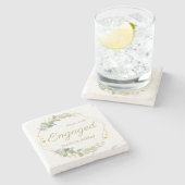 Engagement Announcement Engaged Gift Date & Names Steinuntersetzer (Seitenansicht)