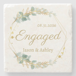 Engagement Announcement Engaged Gift Date & Names Steinuntersetzer