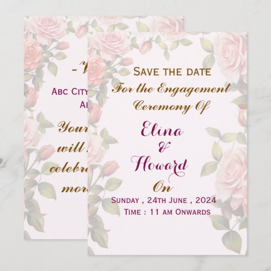 Engagement Ceremony Invitations  Einladung (Vorne/Hinten)