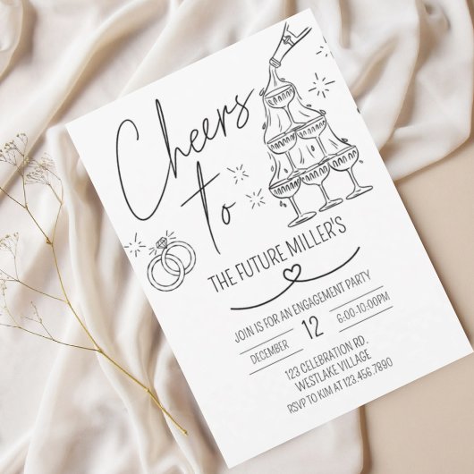 Engagement, Cheers, Modern, wedding Einladung