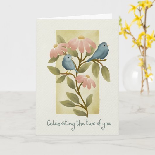 Engagement Congratulations Watercolor Blue Birds a Karte (Gelbe Blume)