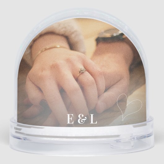Engagement Couples Wedding Picture Script Heart  Schneekugeln (Rückseite)