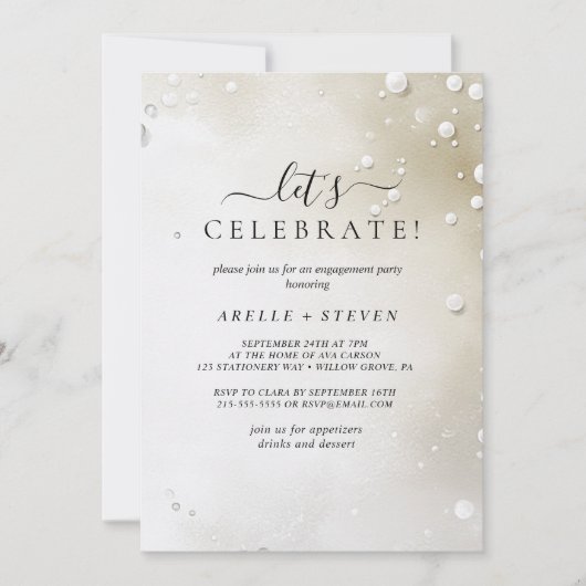 Engagement der weißen Perlen Einladung (Vorderseite)