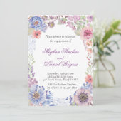 Engagement für Blau, Rosa und Lila Wildblume Einladung (Stehend Vorderseite)