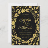 Engagement für Schwarze und Gold Paare Einladung (Vorderseite)