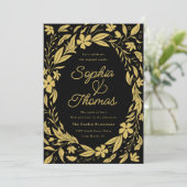 Engagement für Schwarze und Gold Paare Einladung (Stehend Vorderseite)