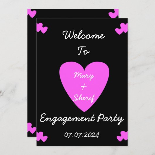 Engagement oder Hochzeitsfeier Einladung. Einladung (Vorne/Hinten)