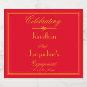 Engagement-Partei benennt Elegant Red Gold Chic Schaumweinetikett (Einzelnes Label)