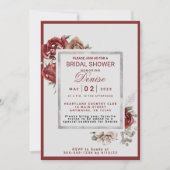 Engagement-Partei für Burgund, Rose, Weiße Rosen Einladung (Vorderseite)