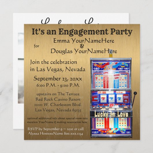 Engagement Partei Glück in Liebe Einladung (Vorne/Hinten)