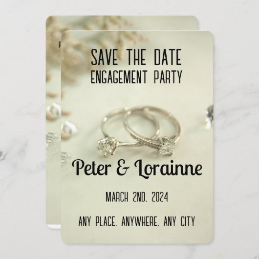 Engagement Partei - Save the Date. bearbeitbar Einladung (Vorne/Hinten)