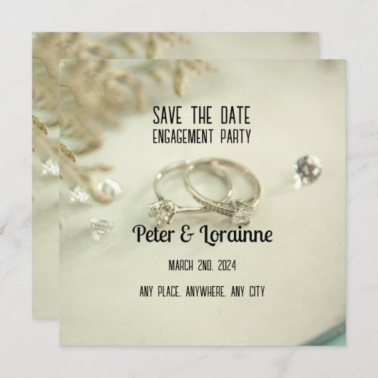 Engagement Partei - Save the Date. Editable Invita Einladung (Vorne/Hinten)