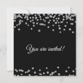 Engagement Partei Silver Glitzer Confetti Black Einladung (Rückseite)
