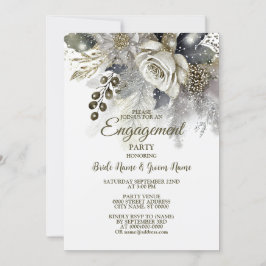 Engagement Partei Silver Golden White Roses Blume Einladung