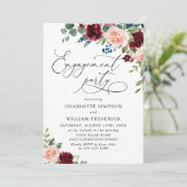 ENGAGEMENT PARTEIL DER Eukalyptus-Rose der Burgund Einladung (Stehend Vorderseite)