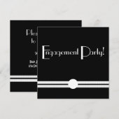 Engagement Party Art Deco Black and White Custom Einladung (Vorne/Hinten)