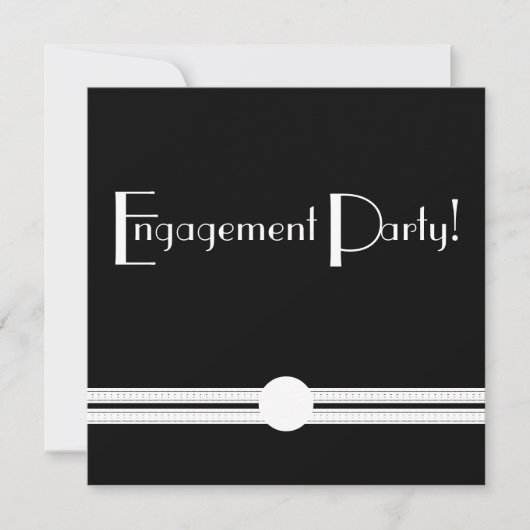 Engagement Party Art Deco Black and White Custom Einladung (Vorderseite)
