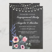 Engagement Party Chalk Lights Floral Einladung (Vorne/Hinten)