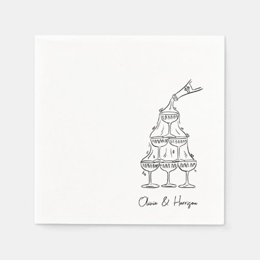 Engagement Party Champagne Tower Sketch Napkins Serviette (Vorderseite)