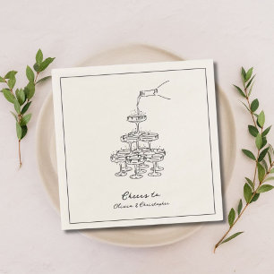 Engagement Party Champagne Tower Sketch Napkins Serviette
