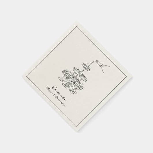 Engagement Party Champagne Tower Sketch Napkins Serviette (Ecke)