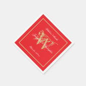 Engagement Party Classic Monogram Chic Red Paper Serviette (Ecke)
