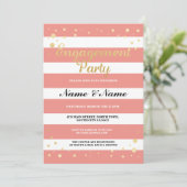 Engagement Party Corps Stripe Gold Glitzer Einladu Einladung (Stehend Vorderseite)