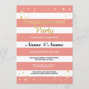 Engagement Party Corps Stripe Gold Glitzer Einladu Einladung