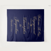 Engagement Party - Einfach, elegant, Marine & Gold Wandteppich (Vorderseite (Horizontal))