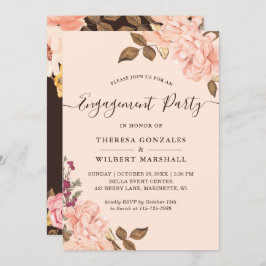 Engagement Party Elegante Blush Gold Chic Blues Einladung